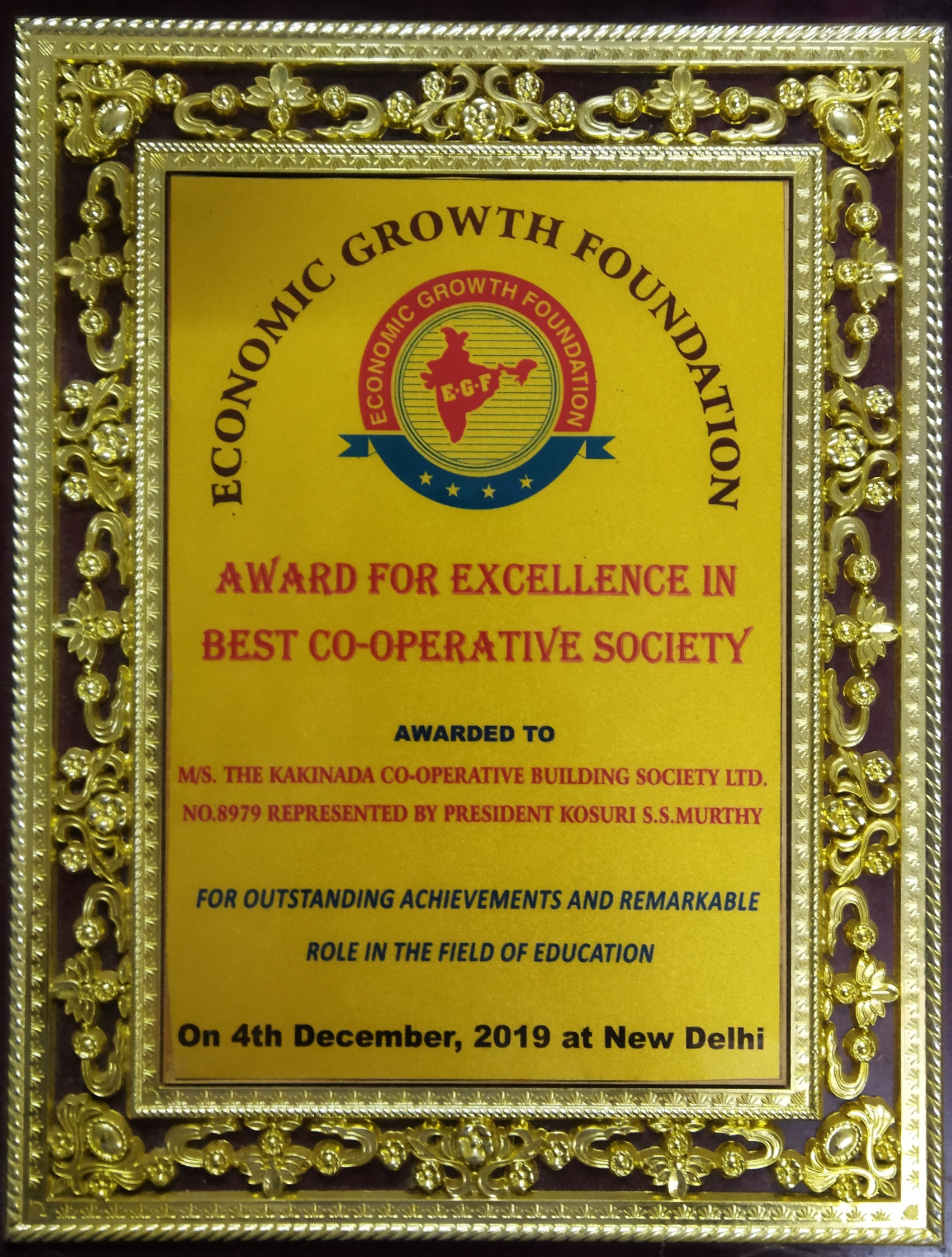 Economic Growth Foundation best cooperative society award